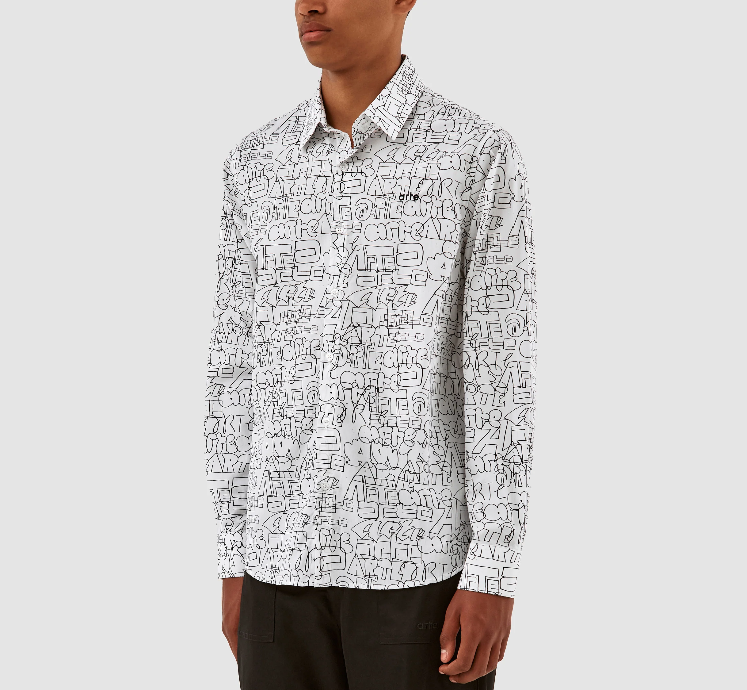 Stockton Allover Logo Shirt - White/Black - Image 4