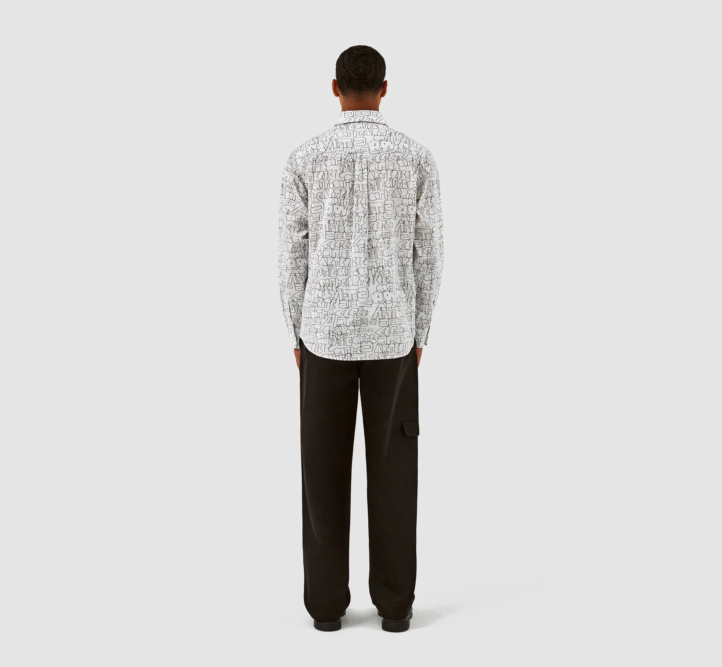 Stockton Allover Logo Shirt - White/Black - Image 7