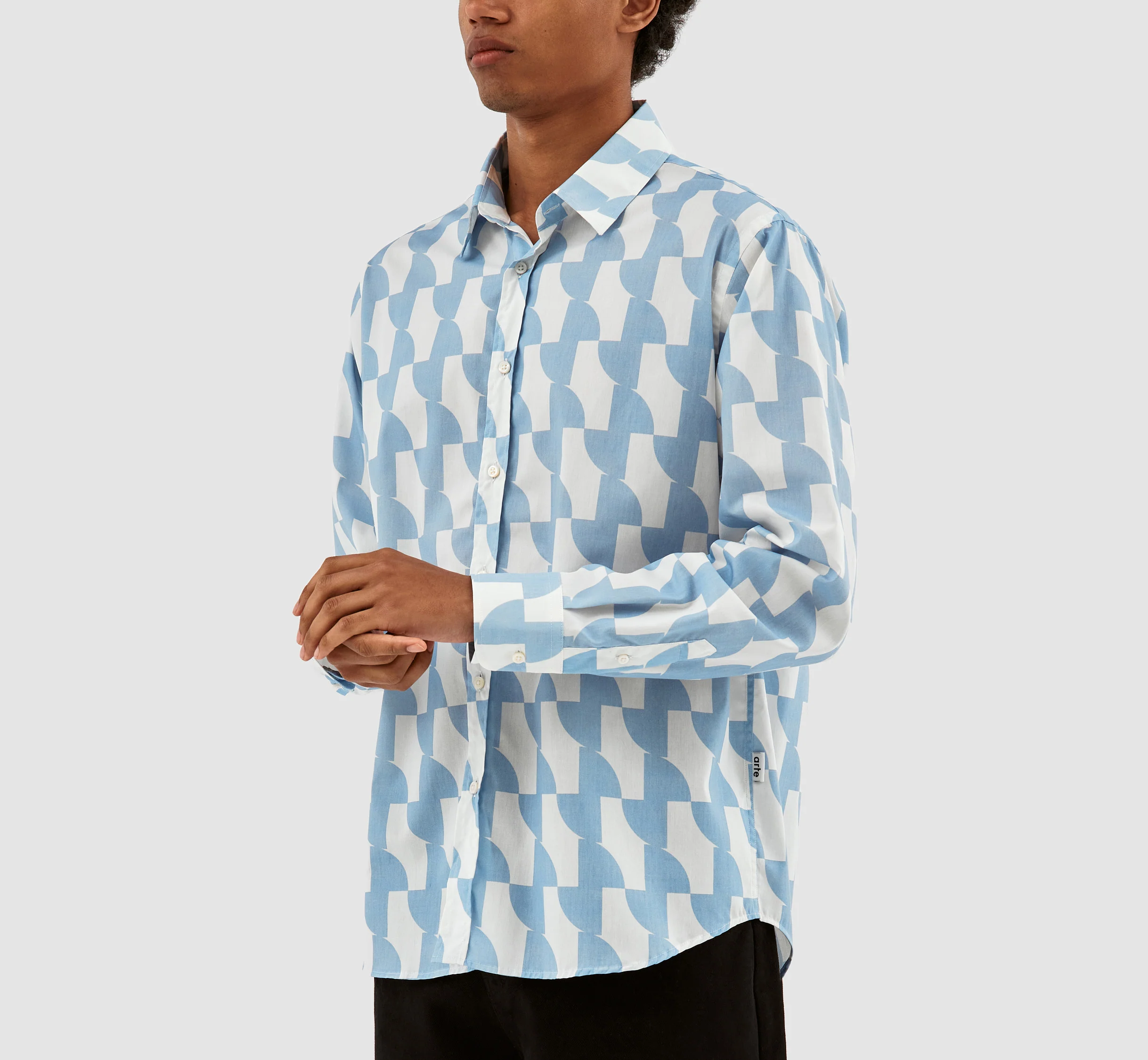 Stockton Print Shirt - Light Blue/White - Image 4