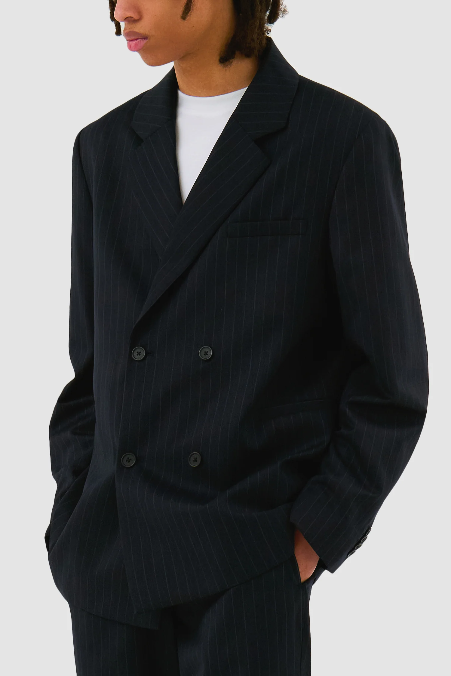 Striped Blazer - Navy - Image 7