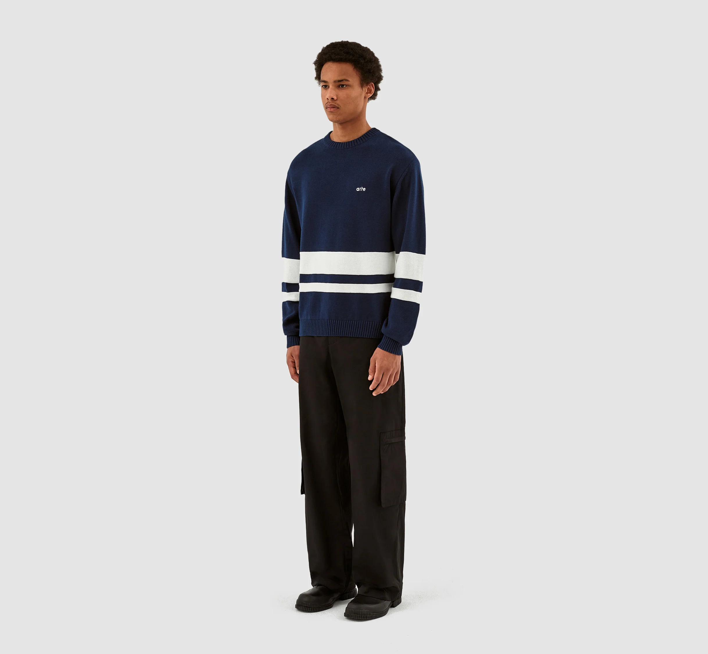 Striped Knit Sweater - Navy/White - Image 4