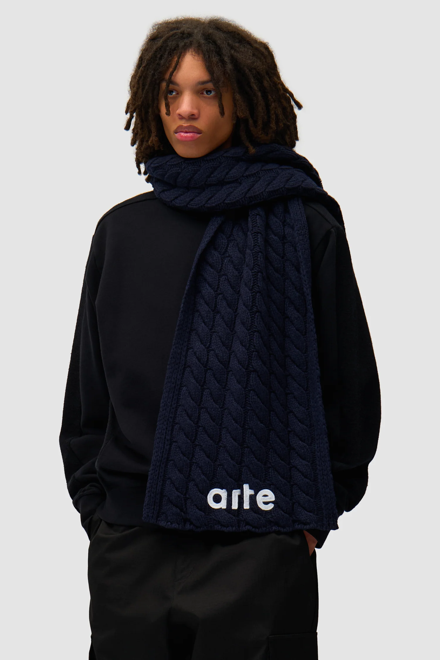 Textured Logo Scarf - Blue - Image 3