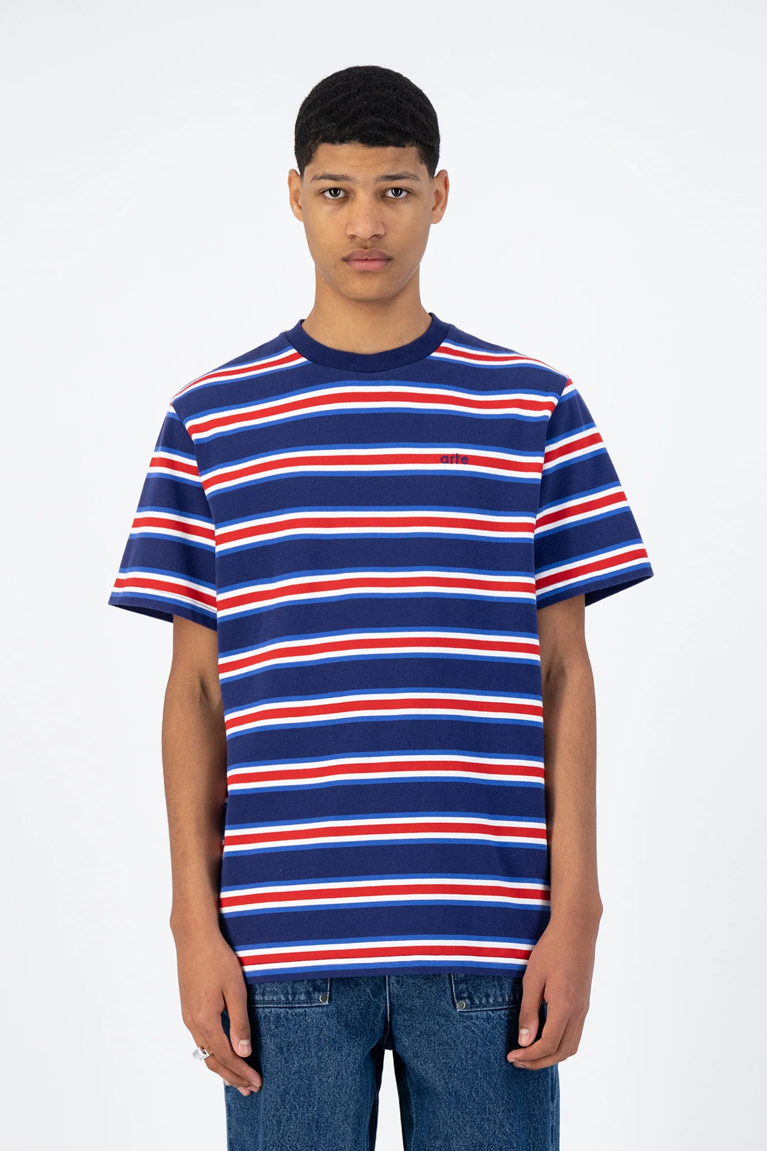Tzara Stripes T-shirt - Navy/Red - Image 2