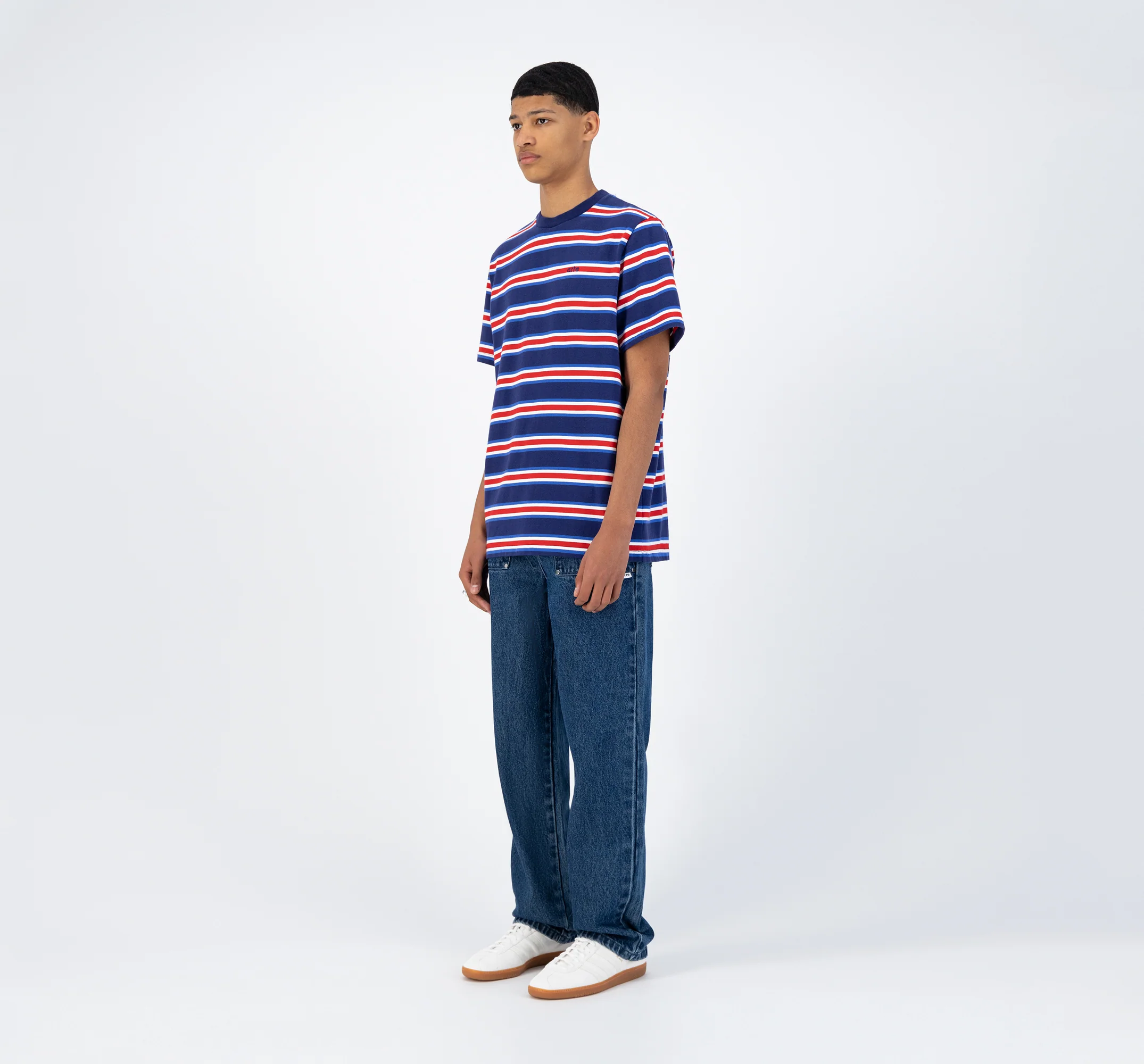 Tzara Stripes T-shirt - Navy/Red - Image 6