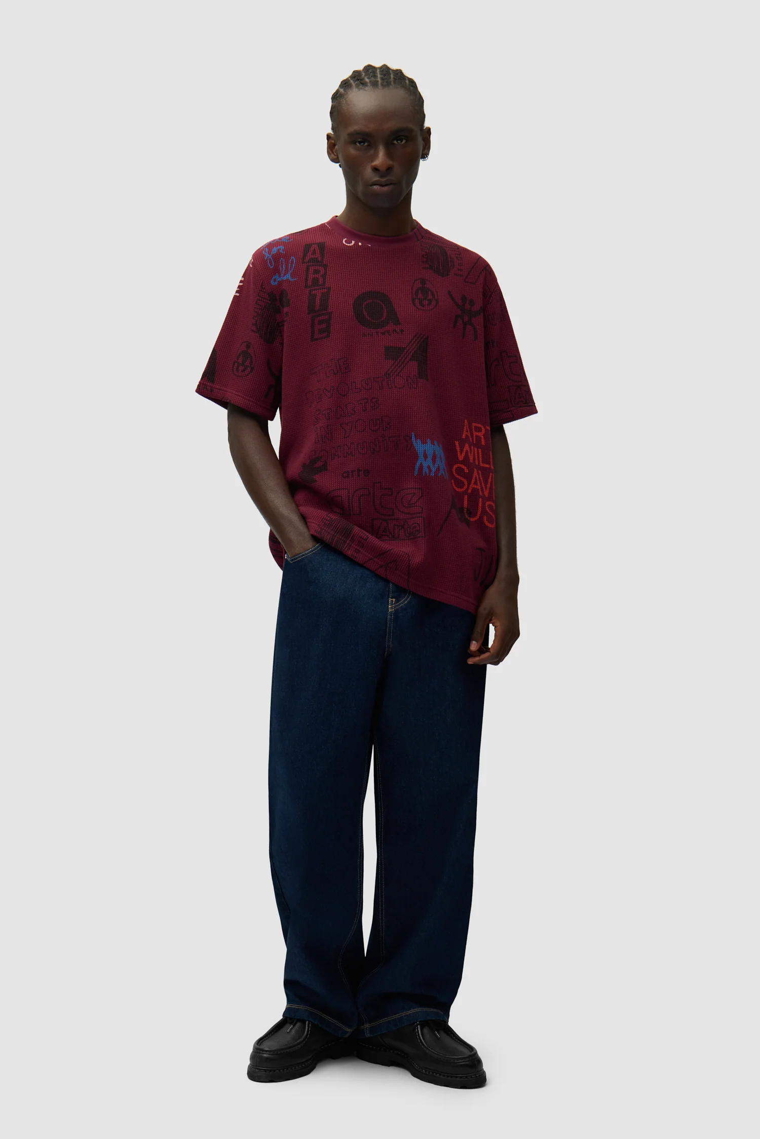 Waffle T-shirt - Bordeaux - Image 4