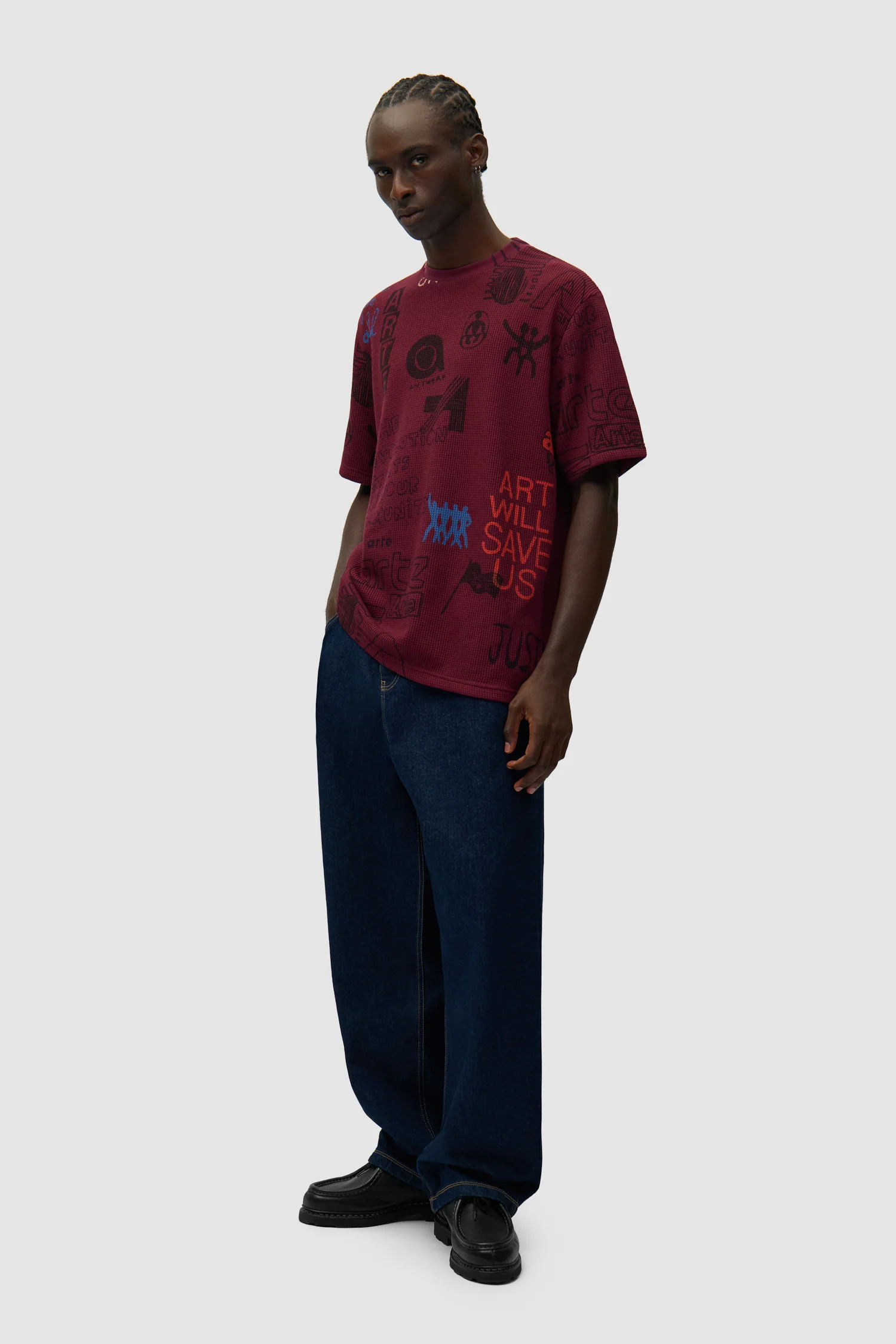 Waffle T-shirt - Bordeaux - Image 5