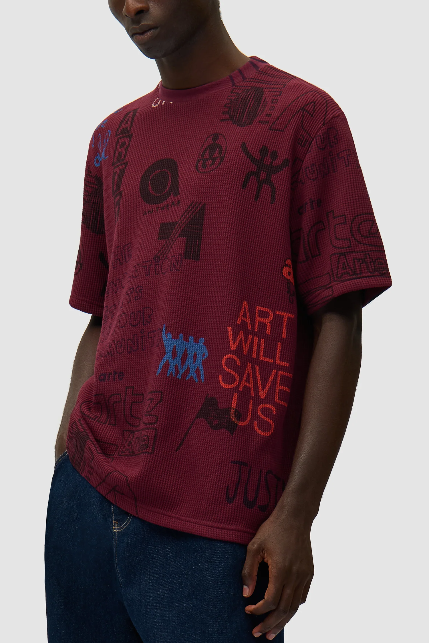 Waffle T-shirt - Bordeaux - Image 7