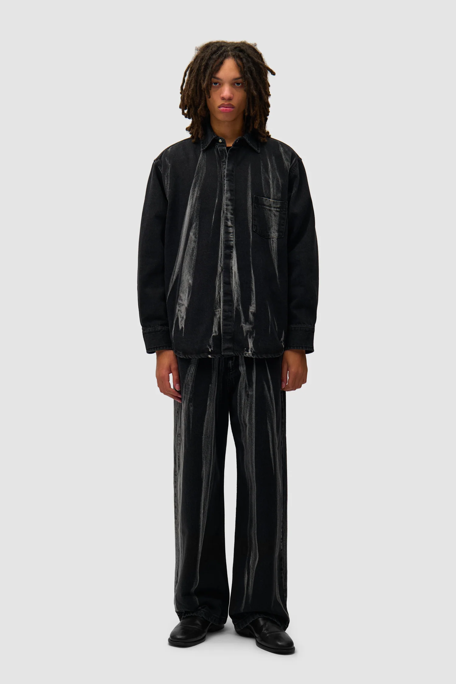Washed Jeans Pants - Black Denim - Image 4