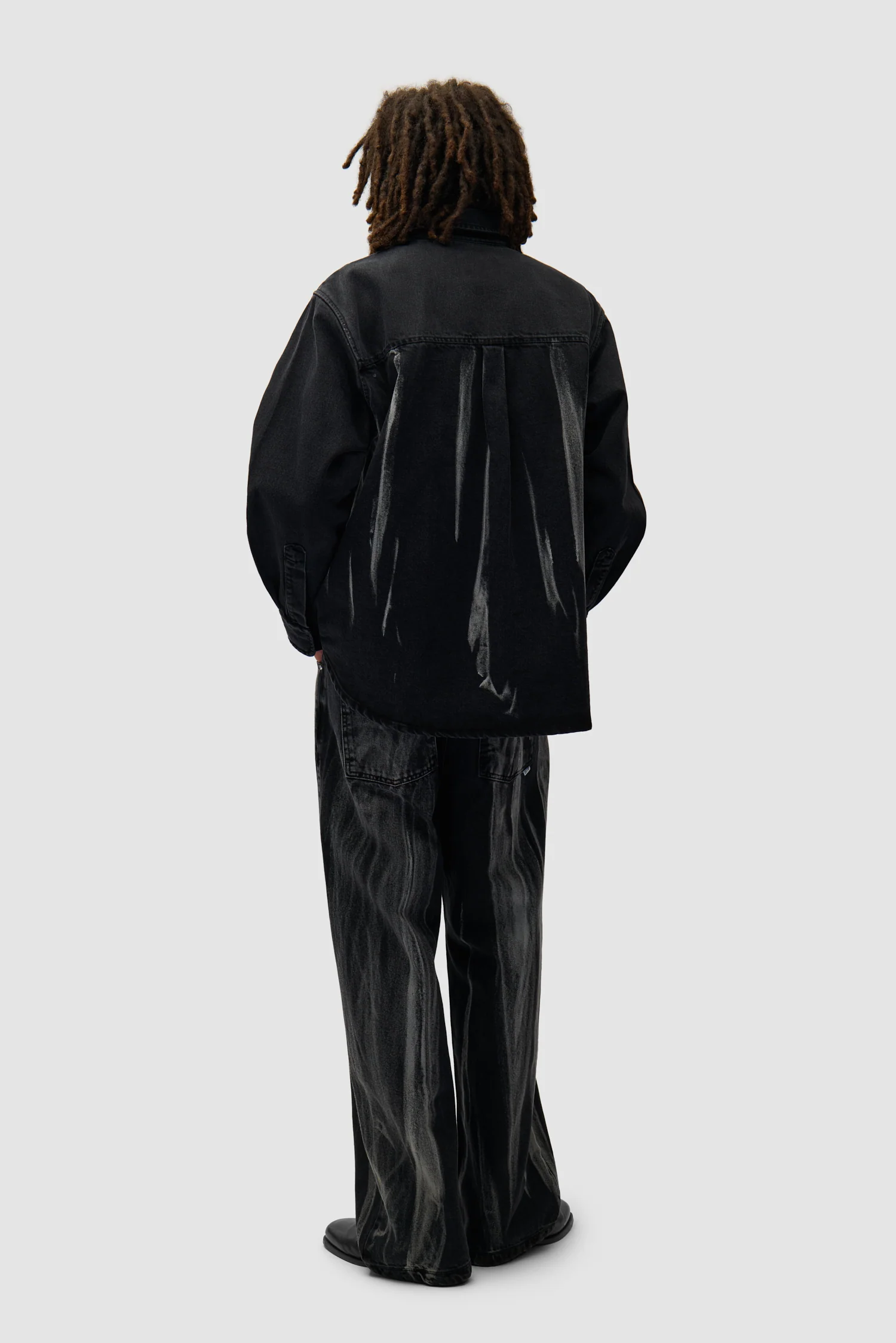 Washed Jeans Pants - Black Denim - Image 6