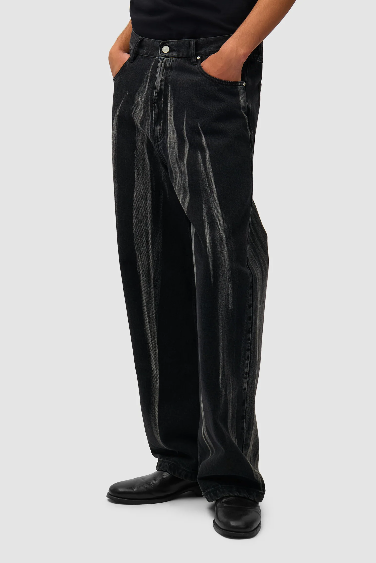 Washed Jeans Pants - Black Denim - Image 7